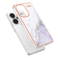 For Xiaomi Redmi Note 13 Pro+ 5G Electroplating Marble Dual-side IMD Phone Case(White 006)