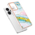 For Xiaomi Redmi Note 13 Pro+ 5G Electroplating Marble Dual-side IMD Phone Case(Green 004)