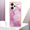 For Xiaomi Redmi Note 13 Pro+ 5G Electroplating Marble Dual-side IMD Phone Case(Purple 001)