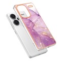 For Xiaomi Redmi Note 13 Pro+ 5G Electroplating Marble Dual-side IMD Phone Case(Purple 001)