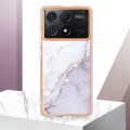 For Xiaomi Poco X6 Pro Electroplating Marble Dual-side IMD Phone Case(White 006)