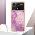 For Xiaomi Poco X6 Pro Electroplating Marble Dual-side IMD Phone Case(Purple 001)