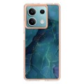For Xiaomi Redmi Note 13 5G Global Electroplating Marble Dual-side IMD TPU Phone Case(Green 017)