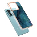 For Xiaomi Redmi Note 13 5G Global Electroplating Marble Dual-side IMD TPU Phone Case(Green 017)