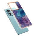 For Xiaomi Redmi Note 13 5G Global Electroplating Marble Dual-side IMD TPU Phone Case(Purple 016)