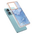 For Xiaomi Redmi Note 13 5G Global Electroplating Marble Dual-side IMD TPU Phone Case(Blue 018)