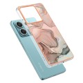 For Xiaomi Redmi Note 13 5G Global Electroplating Marble Dual-side IMD TPU Phone Case(Rose Gold 015)