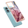 For Xiaomi Redmi Note 13 5G Global Electroplating Marble Dual-side IMD TPU Phone Case(Rose Red 014)