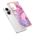 For Xiaomi Redmi Note 13 Pro+ Electroplating Marble Dual-side IMD TPU Phone Case(Pink 013)