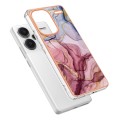 For Xiaomi Redmi Note 13 Pro+ Electroplating Marble Dual-side IMD TPU Phone Case(Rose Red 014)
