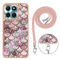 For Honor X6a Electroplating IMD TPU Phone Case with Lanyard(Pink Scales)