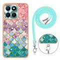 For Honor X6a Electroplating IMD TPU Phone Case with Lanyard(Colorful Scales)