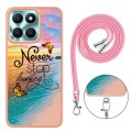 For Honor X6a Electroplating IMD TPU Phone Case with Lanyard(Dream Butterfly)