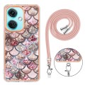 For OnePlus Nord CE3 Electroplating IMD TPU Phone Case with Lanyard(Pink Scales)