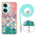 For OnePlus Nord CE3 Electroplating IMD TPU Phone Case with Lanyard(Colorful Scales)