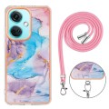 For OnePlus Nord CE3 Electroplating IMD TPU Phone Case with Lanyard(Blue Marble)