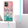 For Motorola Moto G14 Electroplating IMD TPU Phone Case with Lanyard(Colorful Scales)