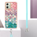For Motorola Moto G54 Electroplating IMD TPU Phone Case with Lanyard(Colorful Scales)