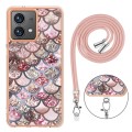 For Motorola Moto G84 Electroplating IMD TPU Phone Case with Lanyard(Pink Scales)