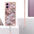 For Motorola Moto G04 4G / G24 4G Electroplating IMD TPU Phone Case with Lanyard(Pink Scales)