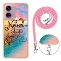 For Motorola Moto G04 4G / G24 4G Electroplating IMD TPU Phone Case with Lanyard(Dream Butterfly)
