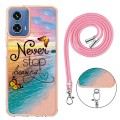 For Motorola Moto G34 Electroplating IMD TPU Phone Case with Lanyard(Dream Butterfly)