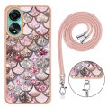 For Xiaomi 13T/13T Pro Electroplating IMD TPU Phone Case with Lanyard(Pink Scales)