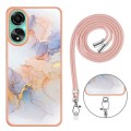 For Xiaomi 13T/13T Pro Electroplating IMD TPU Phone Case with Lanyard(White Marble)