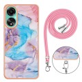 For Xiaomi 13T/13T Pro Electroplating IMD TPU Phone Case with Lanyard(Blue Marble)