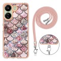 For Xiaomi Redmi 13C 4G Electroplating IMD TPU Phone Case with Lanyard(Pink Scales)