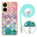 For Xiaomi Redmi 13C 4G Electroplating IMD TPU Phone Case with Lanyard(Colorful Scales)