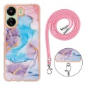 For Xiaomi Redmi 13C 4G Electroplating IMD TPU Phone Case with Lanyard(Blue Marble)