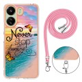 For Xiaomi Redmi 13C 4G Electroplating IMD TPU Phone Case with Lanyard(Dream Butterfly)