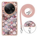 For Xiaomi Redmi A3 Electroplating IMD TPU Phone Case with Lanyard(Pink Scales)