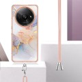 For Xiaomi Redmi A3 Electroplating IMD TPU Phone Case with Lanyard(White Marble)