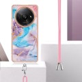For Xiaomi Redmi A3 Electroplating IMD TPU Phone Case with Lanyard(Blue Marble)