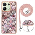 For Xiaomi Redmi Note 13 4G Global Electroplating IMD TPU Phone Case with Lanyard(Pink Scales)