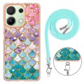 For Xiaomi Redmi Note 13 4G Global Electroplating IMD TPU Phone Case with Lanyard(Colorful Scales)