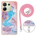 For Xiaomi Redmi Note 13 4G Global Electroplating IMD TPU Phone Case with Lanyard(Blue Marble)