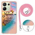 For Xiaomi Redmi Note 13 4G Global Electroplating IMD TPU Phone Case with Lanyard(Dream Butterfly)