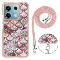 For Xiaomi Redmi Note 13 5G Global Electroplating IMD TPU Phone Case with Lanyard(Pink Scales)