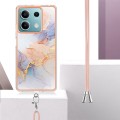 For Xiaomi Redmi Note 13 5G Global Electroplating IMD TPU Phone Case with Lanyard(White Marble)