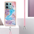 For Xiaomi Redmi Note 13 5G Global Electroplating IMD TPU Phone Case with Lanyard(Blue Marble)