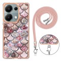 For Xiaomi Redmi Note 13 Pro 4G Global  Electroplating IMD TPU Phone Case with Lanyard(Pink Scales)