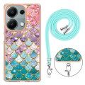 For Xiaomi Redmi Note 13 Pro 4G Global  Electroplating IMD TPU Phone Case with Lanyard(Colorful Scal