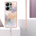 For Xiaomi Redmi Note 13 Pro 4G Global  Electroplating IMD TPU Phone Case with Lanyard(White Marble)