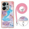 For Xiaomi Redmi Note 13 Pro 4G Global  Electroplating IMD TPU Phone Case with Lanyard(Blue Marble)