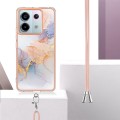 For Xiaomi Redmi Note 13 Pro 5G Global Electroplating IMD TPU Phone Case with Lanyard(White Marble)