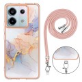 For Xiaomi Redmi Note 13 Pro 5G Global Electroplating IMD TPU Phone Case with Lanyard(White Marble)