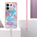 For Xiaomi Redmi Note 13 Pro 5G Global Electroplating IMD TPU Phone Case with Lanyard(Blue Marble)